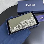 Colestore Dior Saddle Long Zipped Wallet Gray Green Grained Calfskin 19.8 x 11 x 2.5 cm - 6