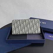 Colestore Dior Saddle Long Zipped Wallet Gray Green Grained Calfskin 19.8 x 11 x 2.5 cm - 4