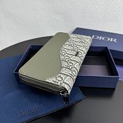 Colestore Dior Saddle Long Zipped Wallet Gray Green Grained Calfskin 19.8 x 11 x 2.5 cm - 5