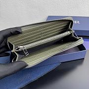 Colestore Dior Saddle Long Zipped Wallet Gray Green Grained Calfskin 19.8 x 11 x 2.5 cm - 3