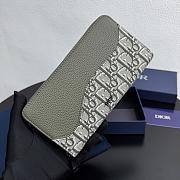 Colestore Dior Saddle Long Zipped Wallet Gray Green Grained Calfskin 19.8 x 11 x 2.5 cm - 2