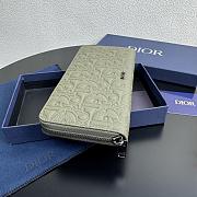 Colestore Dior Long Zipped Wallet Light Olive Green Embossed Leather 19.8 x 11 x 2.5cm - 4