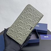 Colestore Dior Long Zipped Wallet Light Olive Green Embossed Leather 19.8 x 11 x 2.5cm - 3