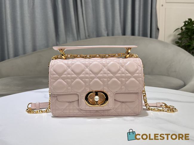 Colestore Dior Small Jolie Top Handle Bag Light Pink Cannage Calfskin 22 x 14 x 8cm - 1