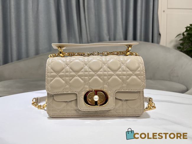Colestore Dior Small Jolie Top Handle Bag Powder Beige Cannage Calfskin 22 x 14 x 8cm - 1