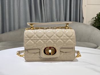 Colestore Dior Small Jolie Top Handle Bag Powder Beige Cannage Calfskin 22 x 14 x 8cm