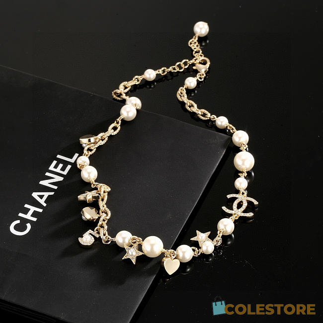 Colestore Chanel Pearl Charm Necklace - 1