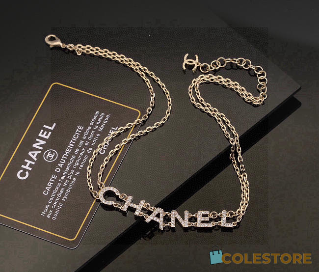 Colestore Chanel Crystal Logo Necklace - 1