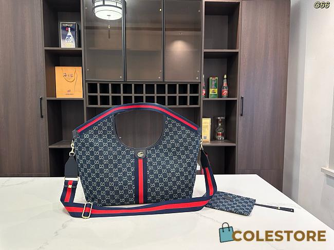 	 Colestore Gucci Giglio Mini Tote Bag in Denim 35×30×14cm - 1