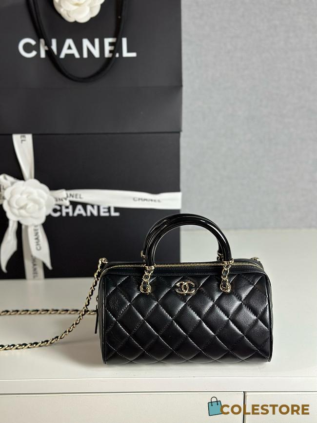 Colestore Chanel Boston Bowling Top Handle Black 11.5x18.5x11cm  - 1