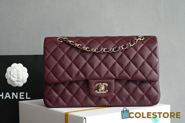 Colestore Chanel Classic Flap Bag Burgundy 15.5x25.5x6.5cm - 1
