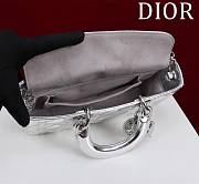 Colestore Dior D-Joy Metallic Silver-Tone Cannage Lambskin 26x13.5x5cm - 4