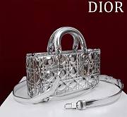 Colestore Dior D-Joy Metallic Silver-Tone Cannage Lambskin 26x13.5x5cm - 5