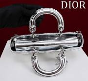 Colestore Dior D-Joy Metallic Silver-Tone Cannage Lambskin 26x13.5x5cm - 3
