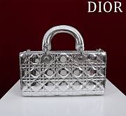 Colestore Dior D-Joy Metallic Silver-Tone Cannage Lambskin 26x13.5x5cm - 2