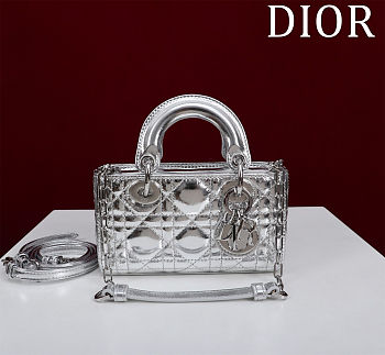 	 Colestore Dior Small D-Joy Metallic Silver-Tone 16.5x6x10cm