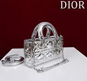 	 Colestore Dior Small D-Joy Metallic Silver-Tone 16.5x6x10cm - 6