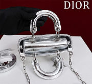 	 Colestore Dior Small D-Joy Metallic Silver-Tone 16.5x6x10cm - 4