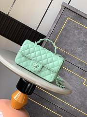 Colestore Chanel Mini Flap Bag with Top Handle, Lambskin & Lacquered Metal, Mint Green 12.5x20x6cm - 1
