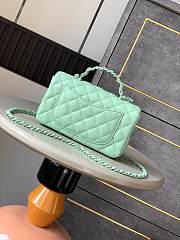 Colestore Chanel Mini Flap Bag with Top Handle, Lambskin & Lacquered Metal, Mint Green 12.5x20x6cm - 4