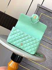 Colestore Chanel Mini Flap Bag with Top Handle, Lambskin & Lacquered Metal, Mint Green 23cm - 3
