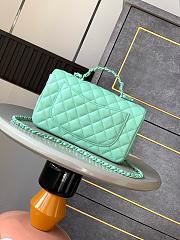 Colestore Chanel Mini Flap Bag with Top Handle, Lambskin & Lacquered Metal, Mint Green 23cm - 2