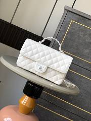 Colestore Chanel Mini Flap Bag with Top Handle, Lambskin & Lacquered Metal, White 23cm - 1