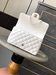 Colestore Chanel Mini Flap Bag with Top Handle, Lambskin & Lacquered Metal, White 23cm - 3