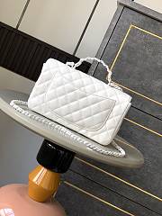 Colestore Chanel Mini Flap Bag with Top Handle, Lambskin & Lacquered Metal, White 23cm - 2