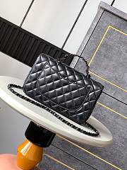 Colestore Chanel Mini Flap Bag with Top Handle, Lambskin & Lacquered Metal, Black 23cm - 4