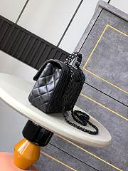 Colestore Chanel Mini Flap Bag with Top Handle, Lambskin & Lacquered Metal, Black 23cm - 2