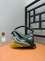 Colestore Loewe Small Puzzle Edge Landscape Bag in Nappa Calfskin Bottle Green/Ochre 24x10x14 cm - 1