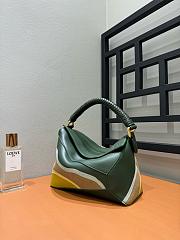 Colestore Loewe Small Puzzle Edge Landscape Bag in Nappa Calfskin Bottle Green/Ochre 24x10x14 cm - 5