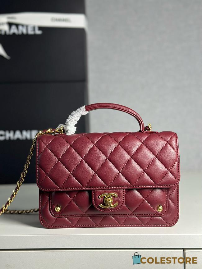 Colestore Chanel Wallet On Chain Shiny Lambskin & Gold-Tone Metal Burgundy 12.3 x 19 x 5cm - 1
