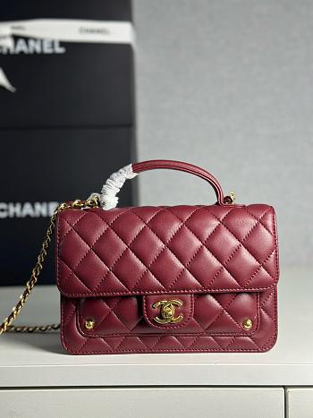 Colestore Chanel Wallet On Chain Shiny Lambskin & Gold-Tone Metal Burgundy 12.3 x 19 x 5cm