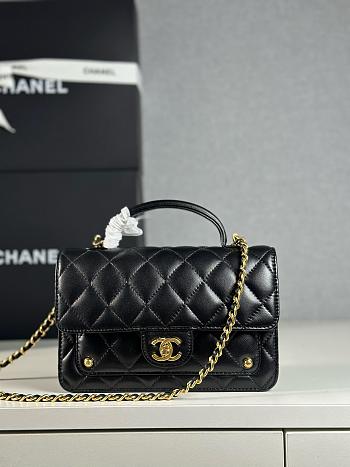 Colestore Chanel Wallet On Chain Shiny Lambskin & Gold-Tone Metal Black 12.3 x 19 x 5cm