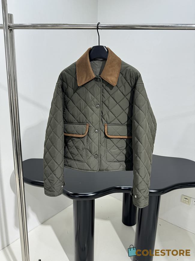 Colestore Miu Miu Quilted Leather-Trimmed Jacket in Army Green - 1