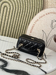 Colestore Chanel Vanity Rectangular Top Handle Black Lambskin Light Gold Hardware 9.5×17×8cm - 5