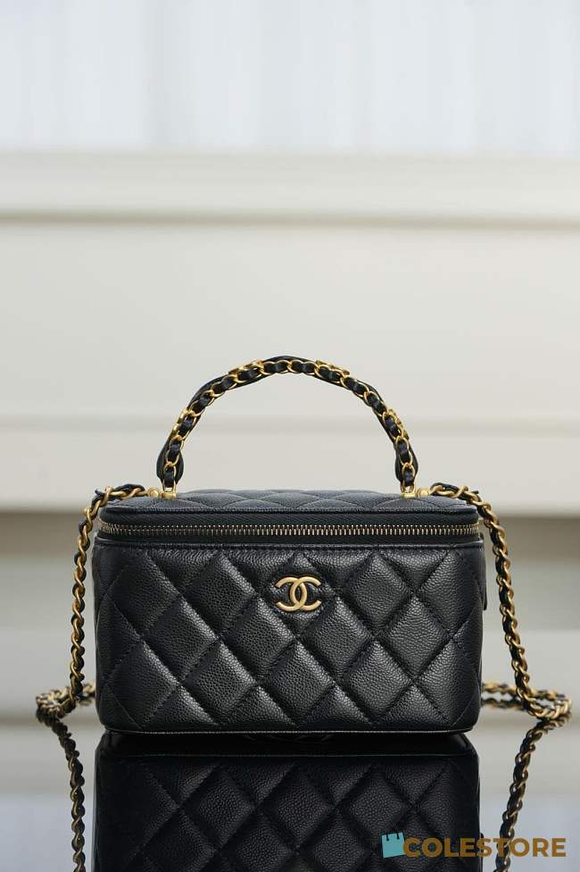 Colestore Chanel 25B Vanity With Chain Gold Black Caviar 19.5x12x6.5cm - 1