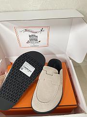 Colestore Hermes Suede Mules with H Cut-out Beige - 3