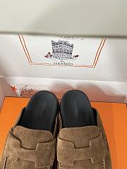 Colestore Hermes Suede Mules with H Cut-out Brown - 6