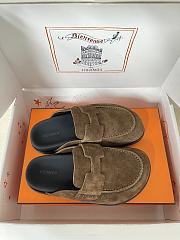 Colestore Hermes Suede Mules with H Cut-out Brown - 4
