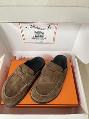 Colestore Hermes Suede Mules with H Cut-out Brown - 5