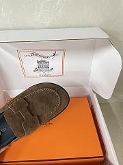 Colestore Hermes Suede Mules with H Cut-out Brown - 3