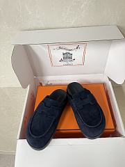 Colestore Hermes Suede Mules with H Cut-out Navy - 4