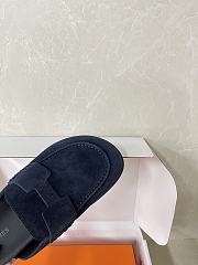 Colestore Hermes Suede Mules with H Cut-out Navy - 3