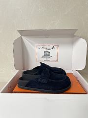 Colestore Hermes Suede Mules with H Cut-out Navy - 2