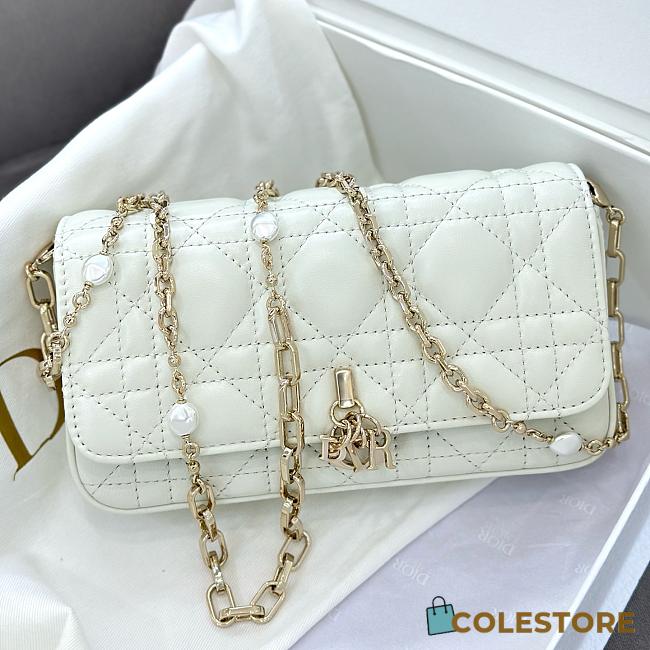 Colestore My Dior Dior Talk Phone Pouch White Cannage Lambskin 18x10x3.5cm - 1