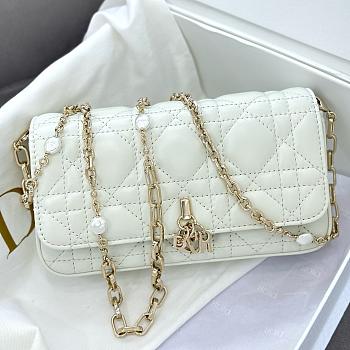 Colestore My Dior Dior Talk Phone Pouch White Cannage Lambskin 18x10x3.5cm