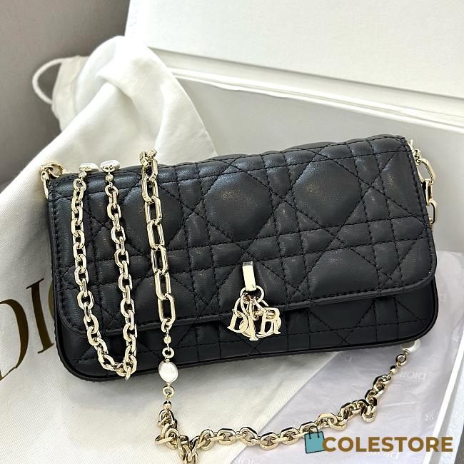 Colestore My Dior Dior Talk Phone Pouch Black Cannage Lambskin 18x10x3.5cm - 1